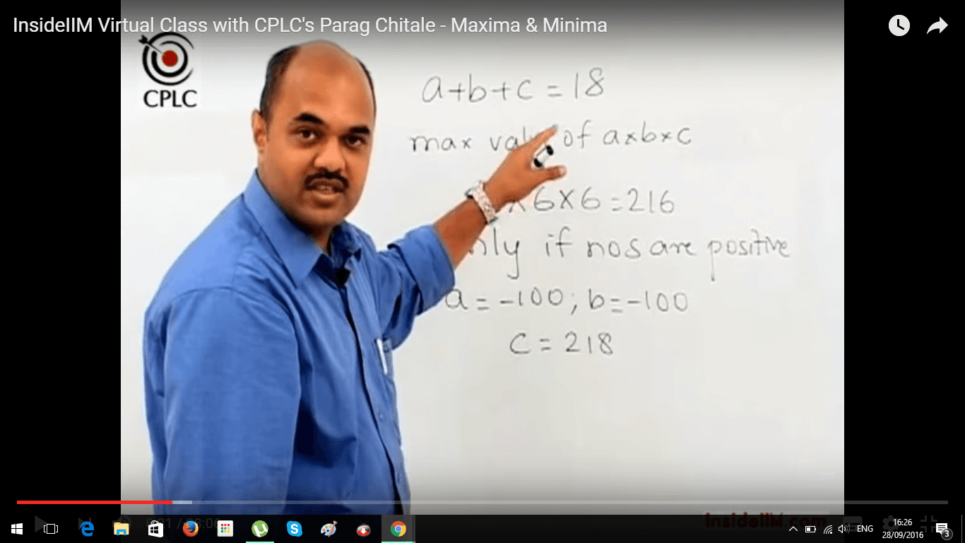 Maxima & Minima - InsideIIM Virtual Class with CPLC’s Parag Chitale